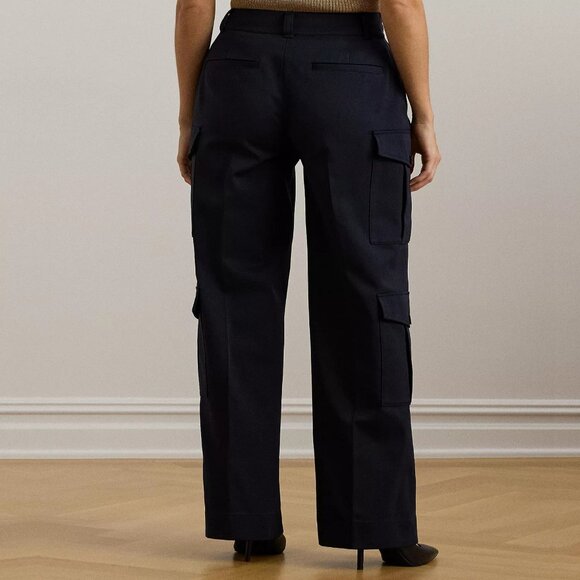 195$ Lauren Ralph Lauren Faille Cargo Pants Mid Rise Women's Size 10 Navy Blue - Picture 2 of 4